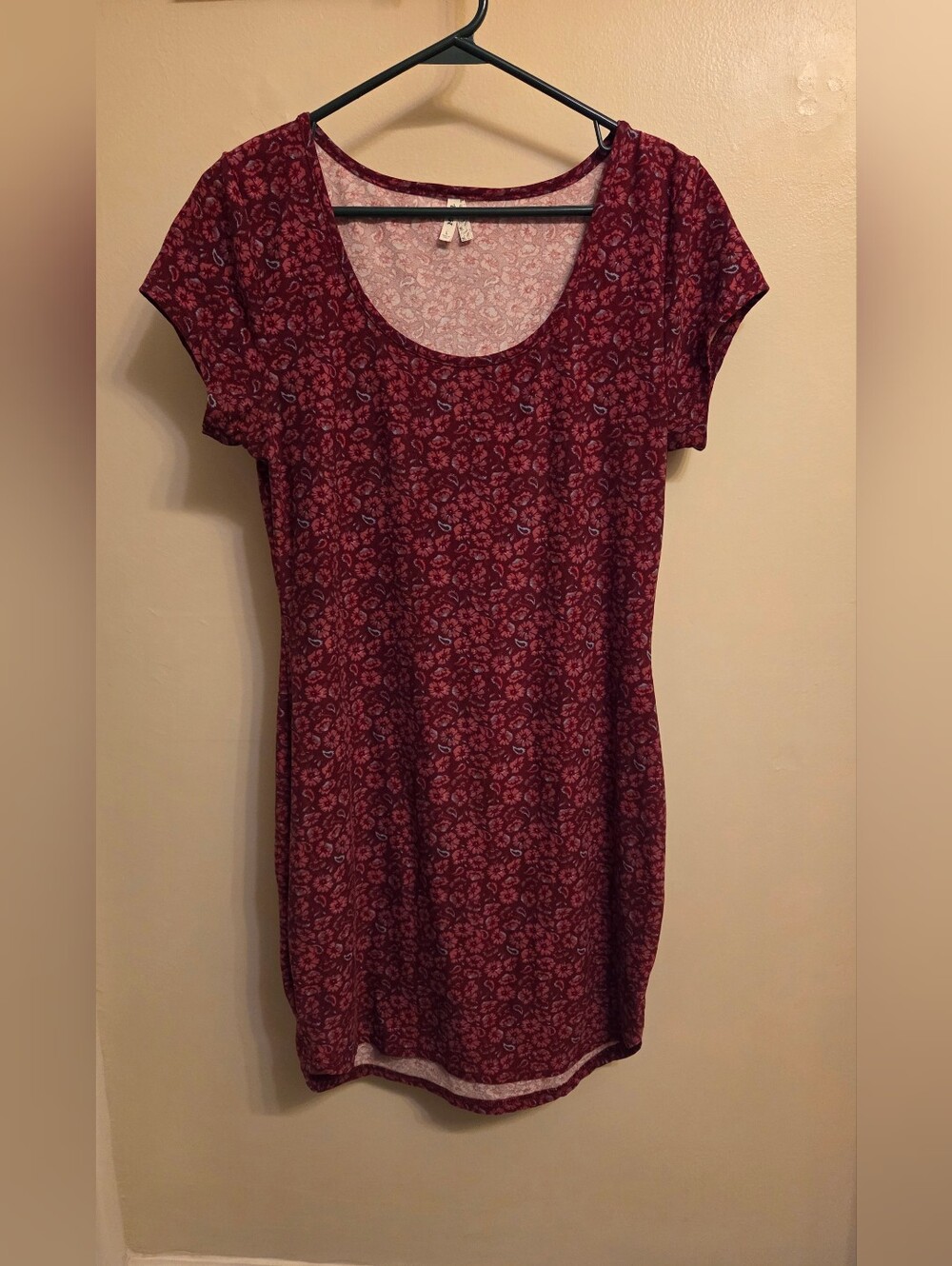 Mudd Vintage Style 90s Grunge Floral Dress Maroon Paisley Bodycon Stretch L
